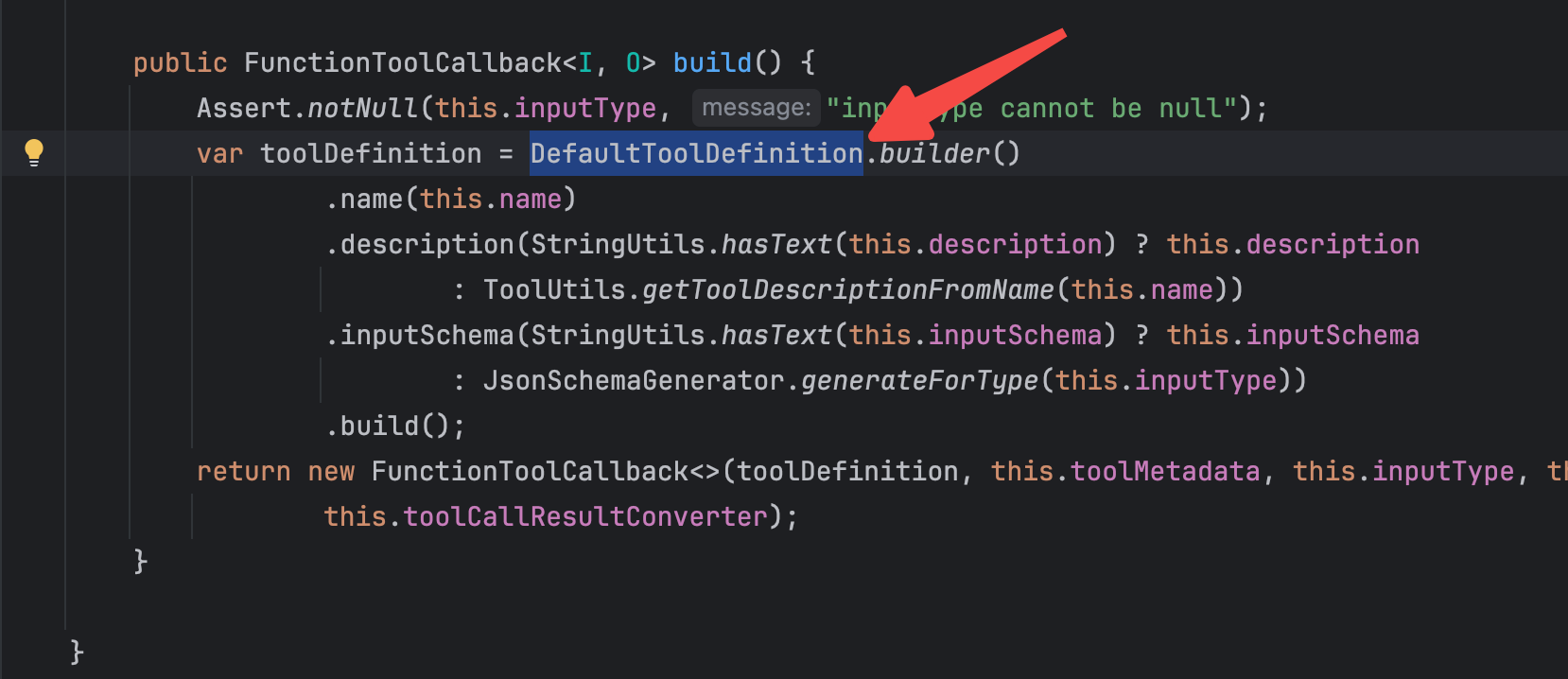 使用的DefaultToolDefinition